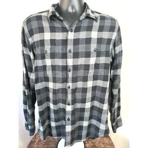 Uniqlo Men’s Black Gray Plaid Flannel Shirt Size L